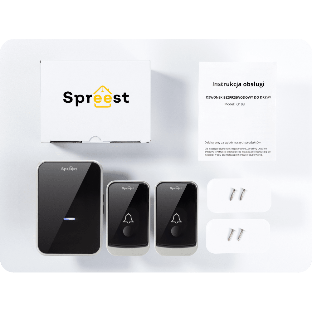 Dzwonek bezprzewodowy 2Q193-BS 2T1R Czarno-Srebrny Spreest