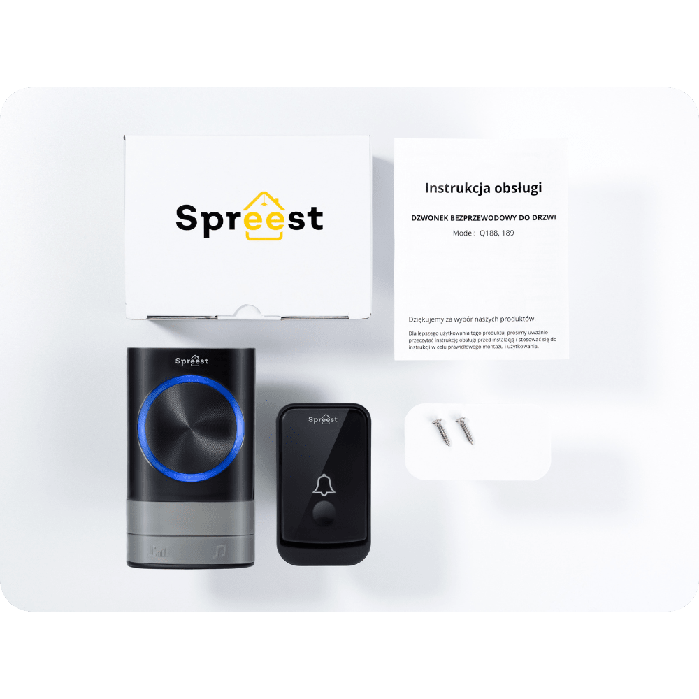 Dzwonek bezprzewodowy Q189-BB 1T1R Czarny Spreest
