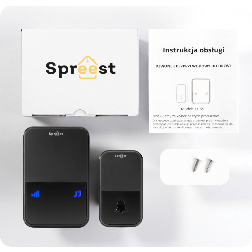 Dzwonek bezprzewodowy U199-BB 1T1R Czarny Spreest