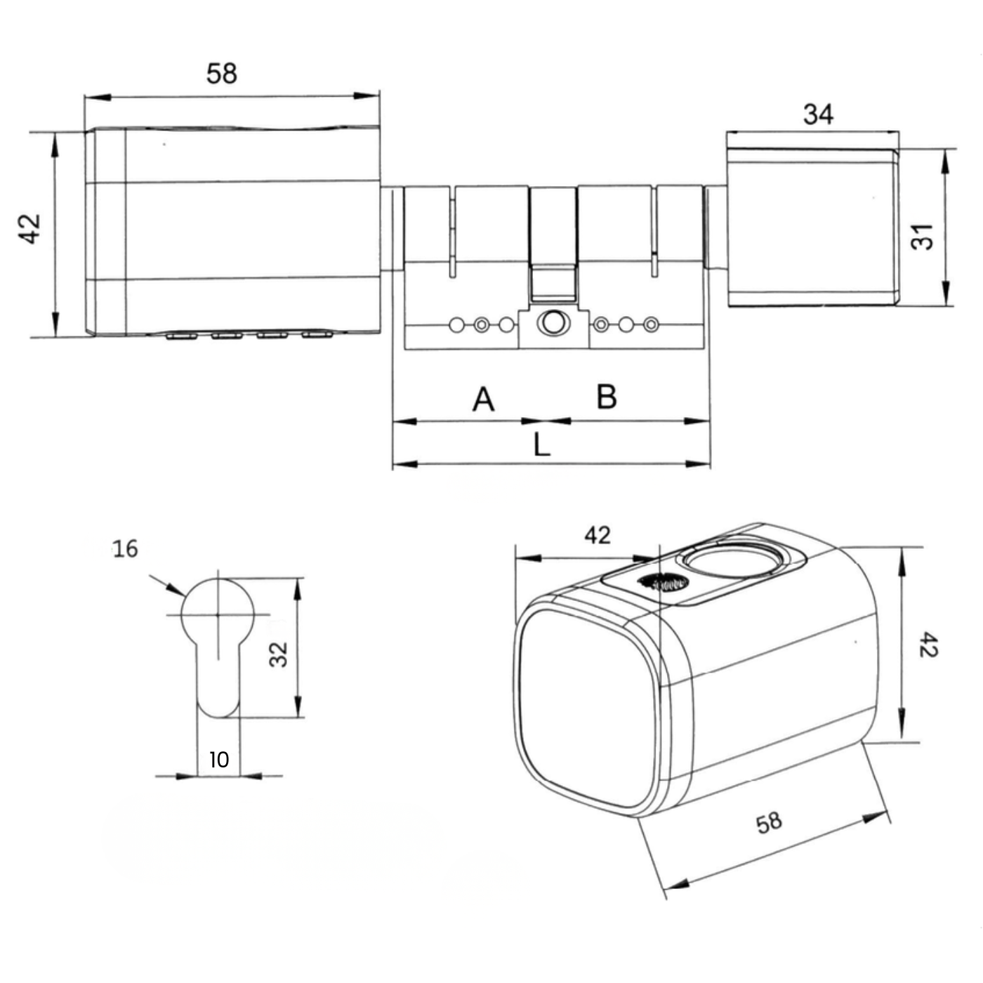 Zamek elektroniczny wkładka V1-W TTLock Silver Wodoodporna