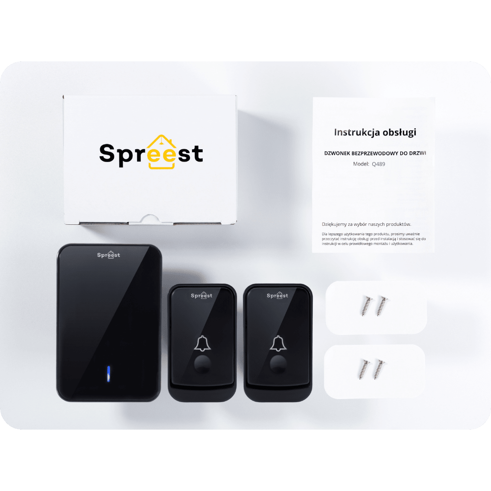 Dzwonek bezprzewodowy 2Q489-BB 2T1R Czarny Spreest