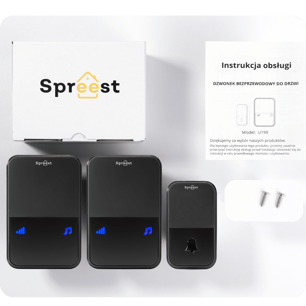 Dzwonek bezprzewodowy U199199-BB 1T2R Czarny Spreest
