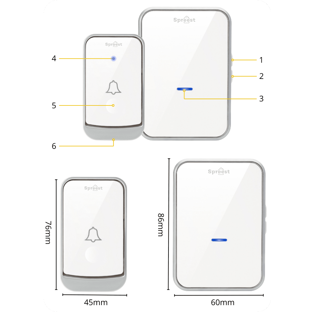 Dzwonek bezprzewodowy Q193193-WS 1T2R Biały Spreest