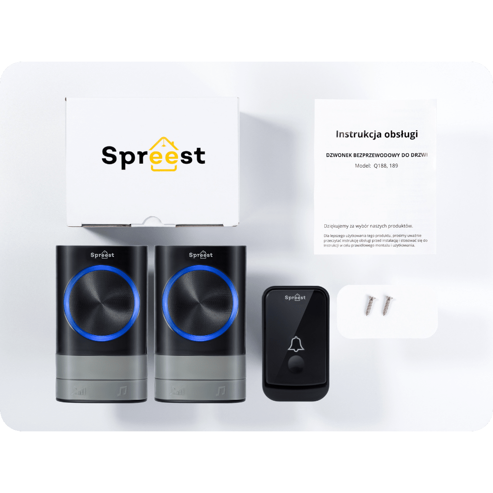 Dzwonek bezprzewodowy Q189189-BB 1T2R Czarny Spreest