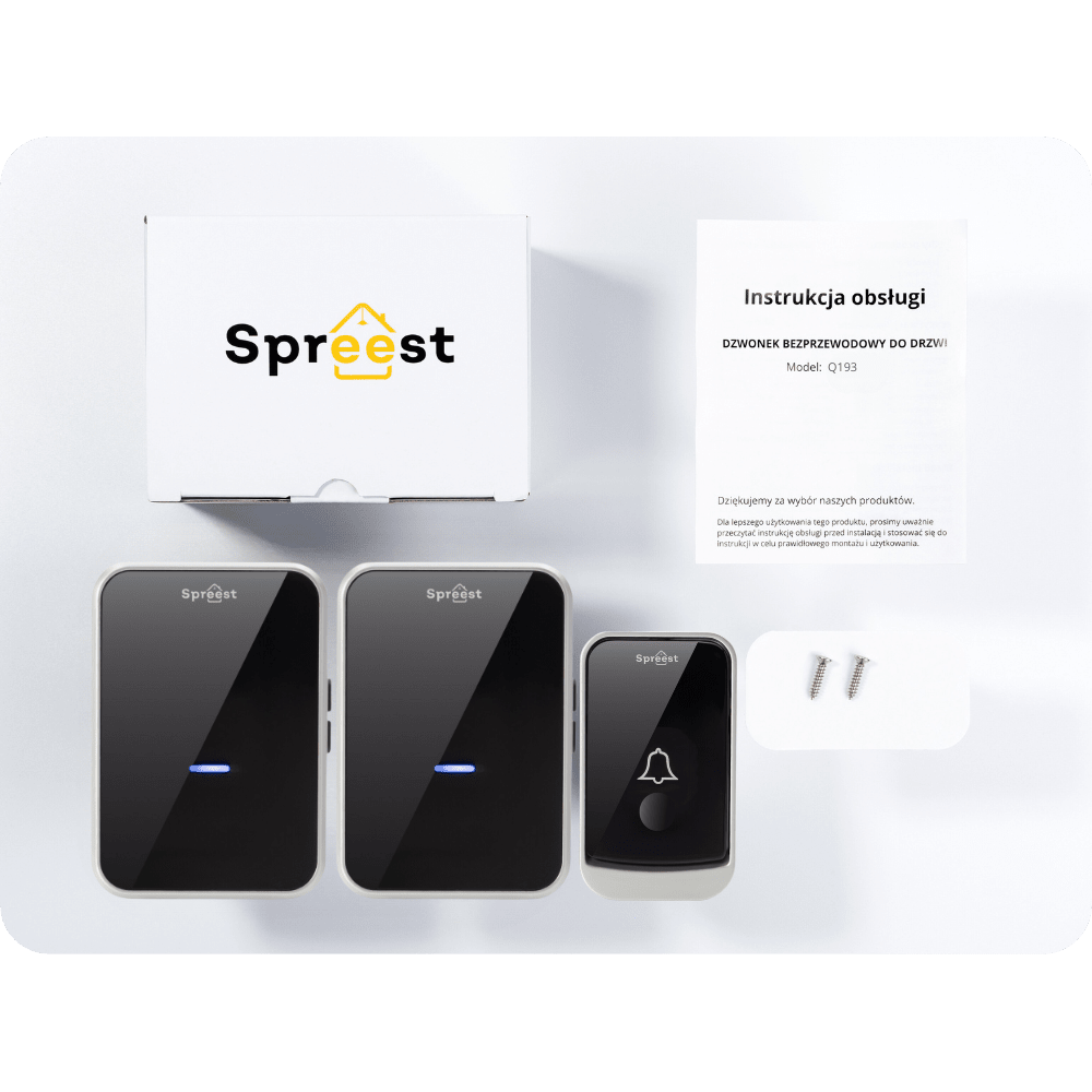 Dzwonek bezprzewodowy Q193193-BS 1T2R Czarno-Srebrny Spreest