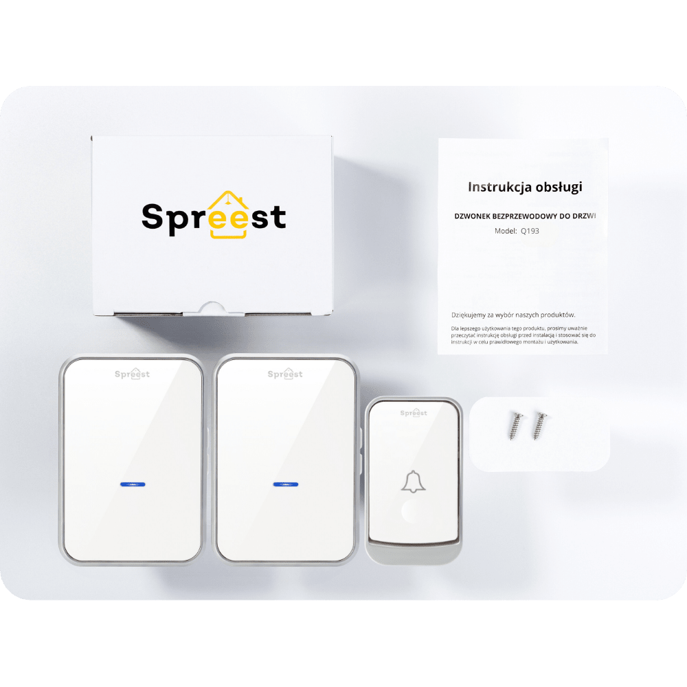 Dzwonek bezprzewodowy Q193193-WS 1T2R Biały Spreest