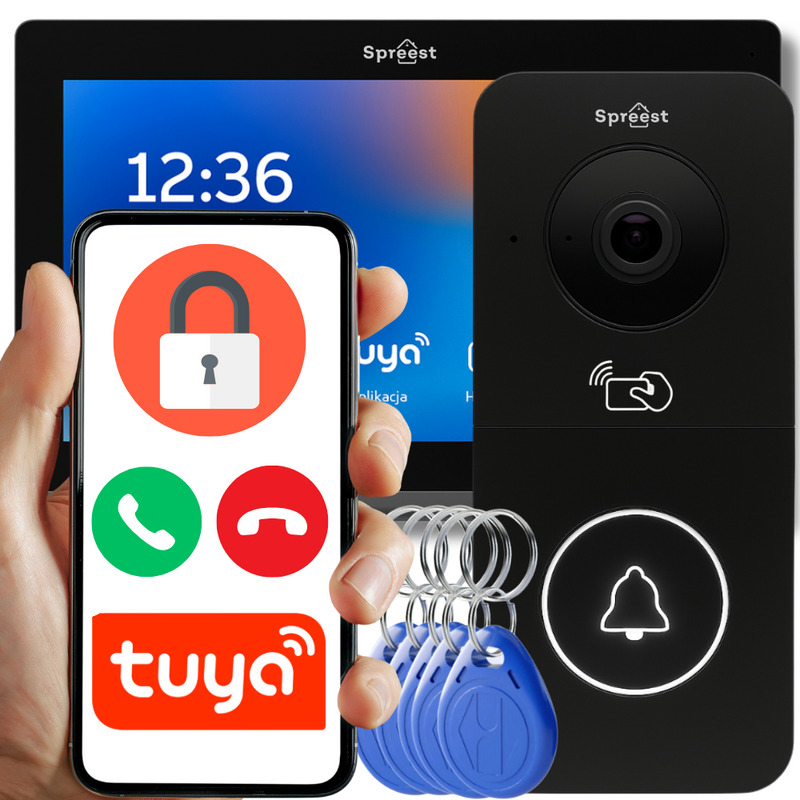 JD-S5-M Tuya Smart Black Video Intercom