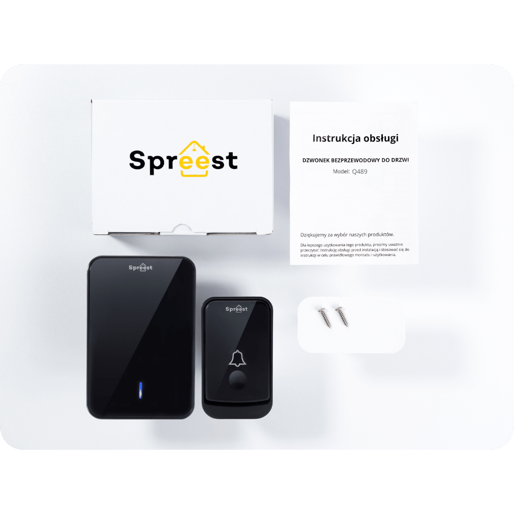 Dzwonek bezprzewodowy Q489-BB 1T1R Czarny Spreest