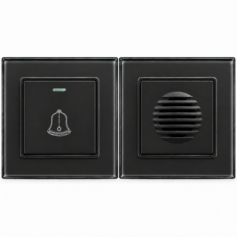 1x Przycisk dzwonka przewodowego D01 Black + 1x Odbiornik dzwonka przewodowego D02 Black