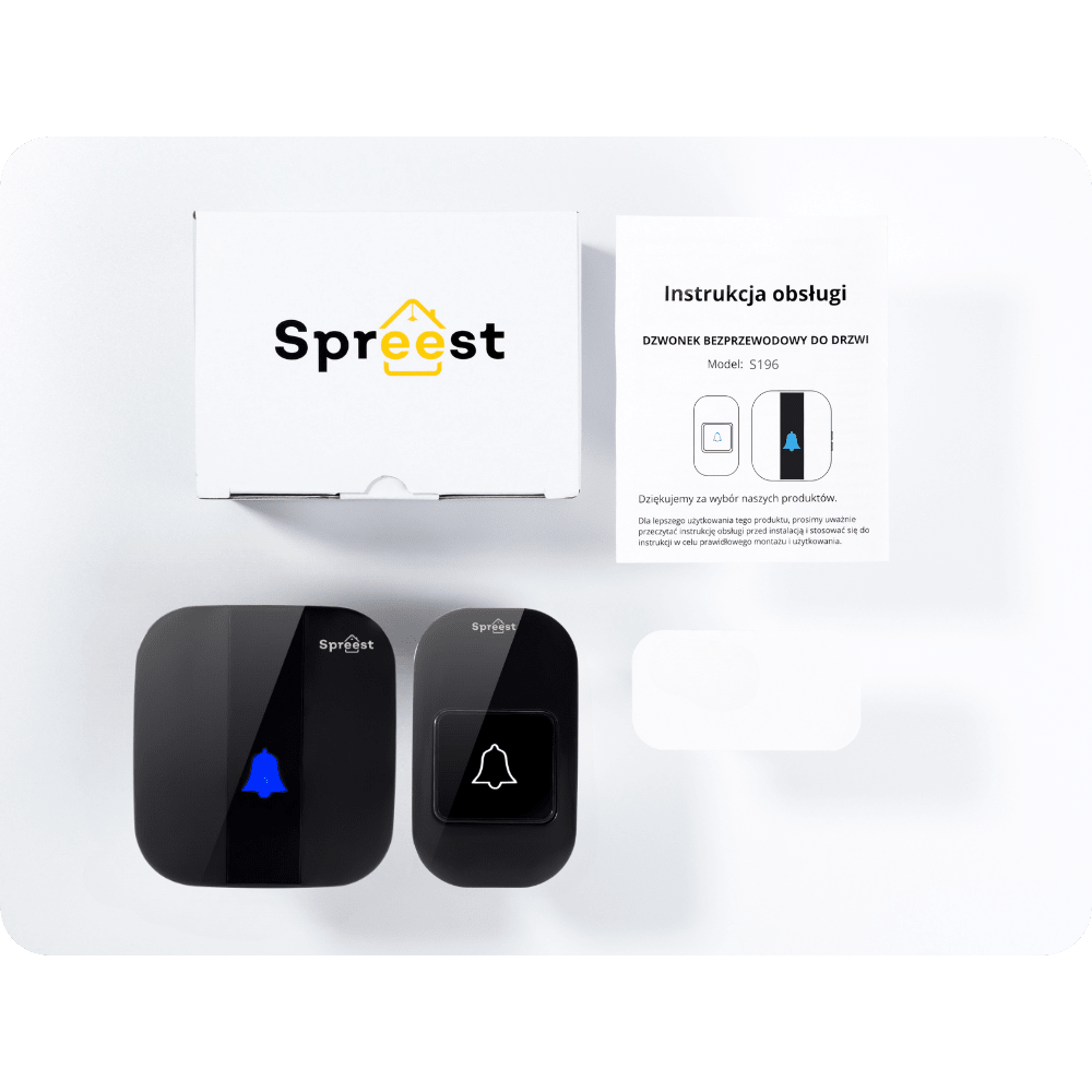 Dzwonek bezprzewodowy S196-BB 1T1R Czarny Spreest