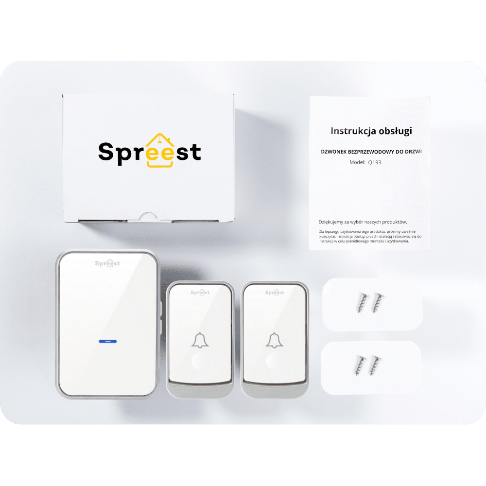 Dzwonek bezprzewodowy 2Q193-WS 2T1R Biały Spreest