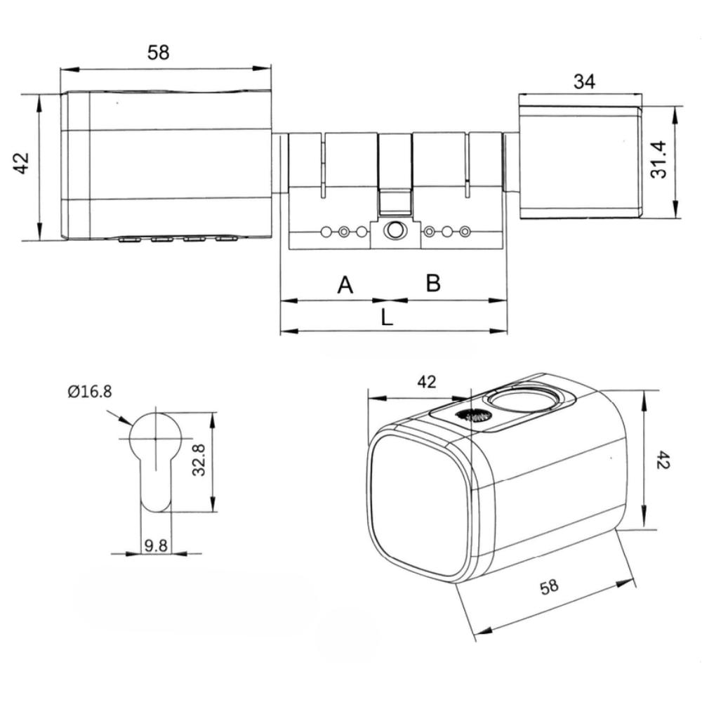 Electronic lock cylinder V1 TTLock Black