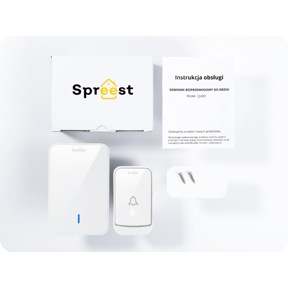 Dzwonek bezprzewodowy Q489-WW 1T1R Biały Spreest