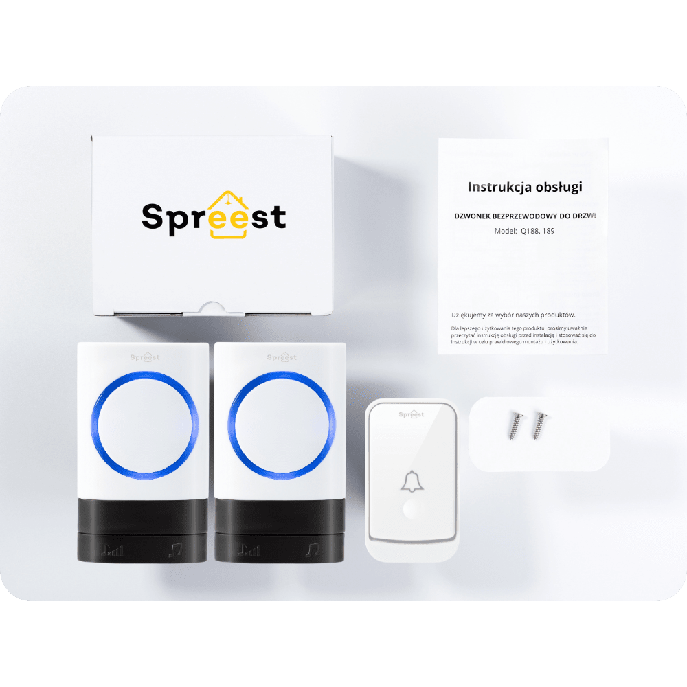 Dzwonek bezprzewodowy Q189189-WW 1T2R Biały Spreest