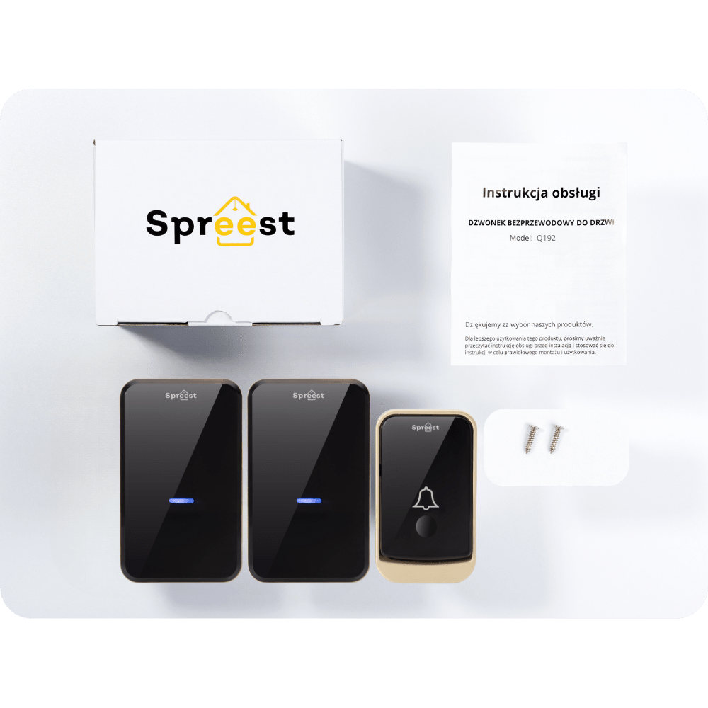 Dzwonek bezprzewodowy Q192192-BG 1T2R Złoto-Czarny Spreest