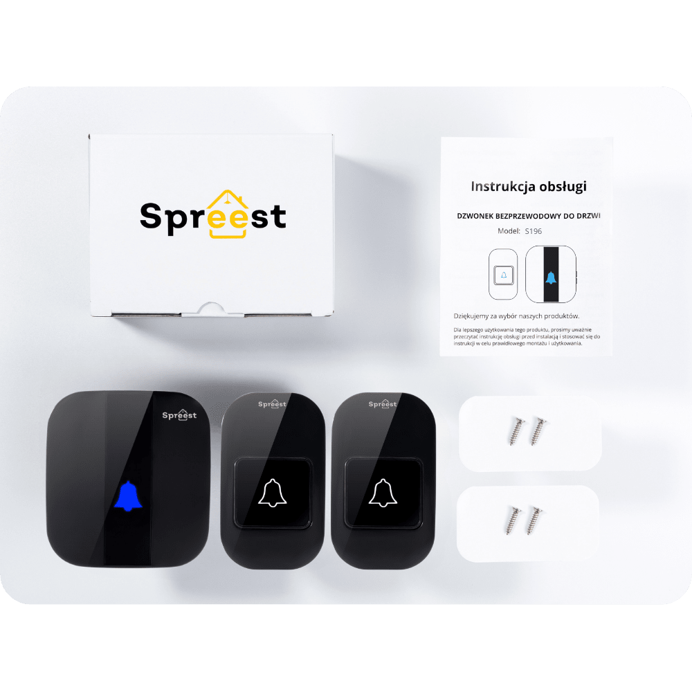 Dzwonek bezprzewodowy 2S196-BB 2T1R Czarny Spreest