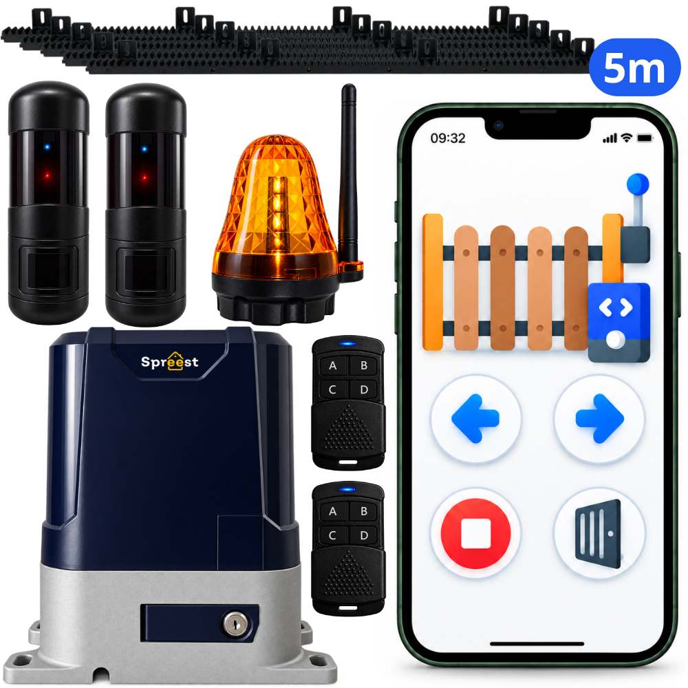 Zestaw napęd do bramy przesuwnej PYM-N2208 WiFi 800KG + Lampa ostrzegawcza + Fotokomórki + 5m Listwa zębata