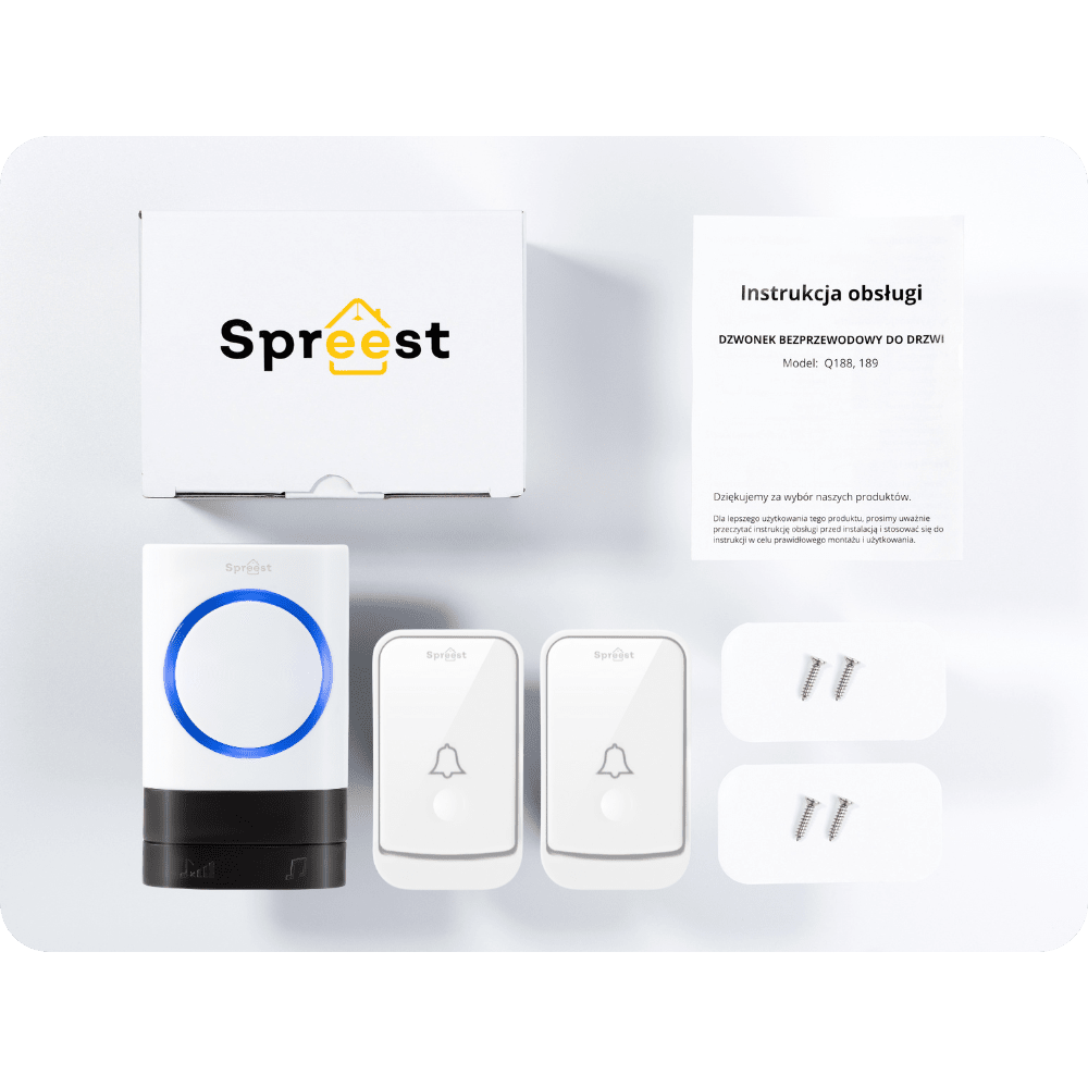 Dzwonek bezprzewodowy 2Q189-WW 2T1R Biały Spreest
