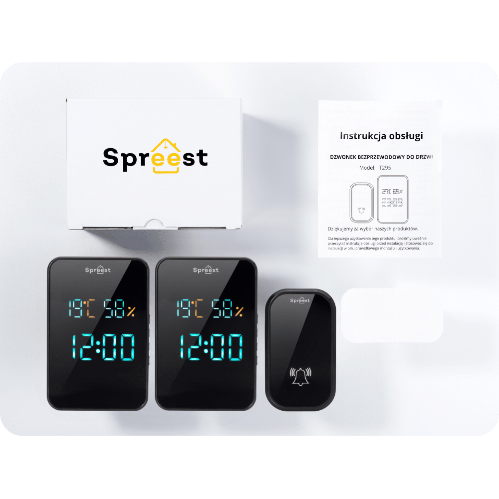 Dzwonek bezprzewodowy T295295-BB 1T2R Czarny Spreest