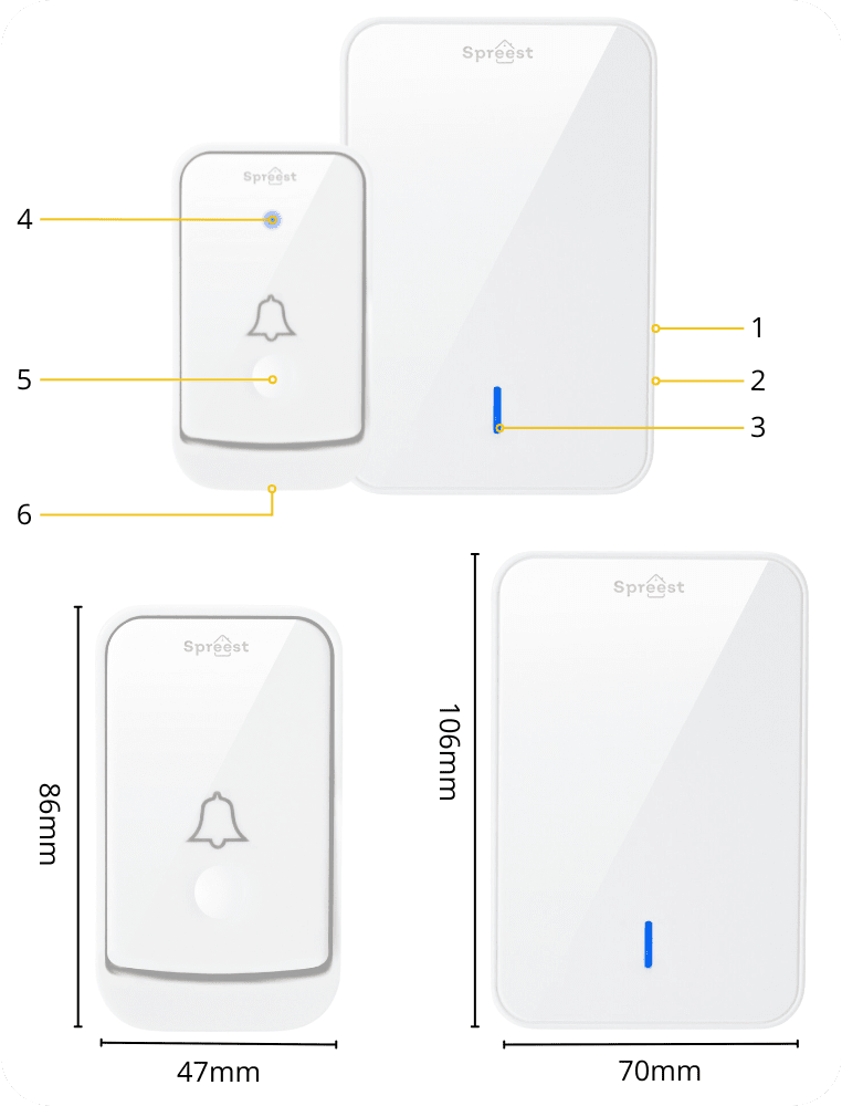 Dzwonek bezprzewodowy 2Q489-WW 2T1R Biały Spreest