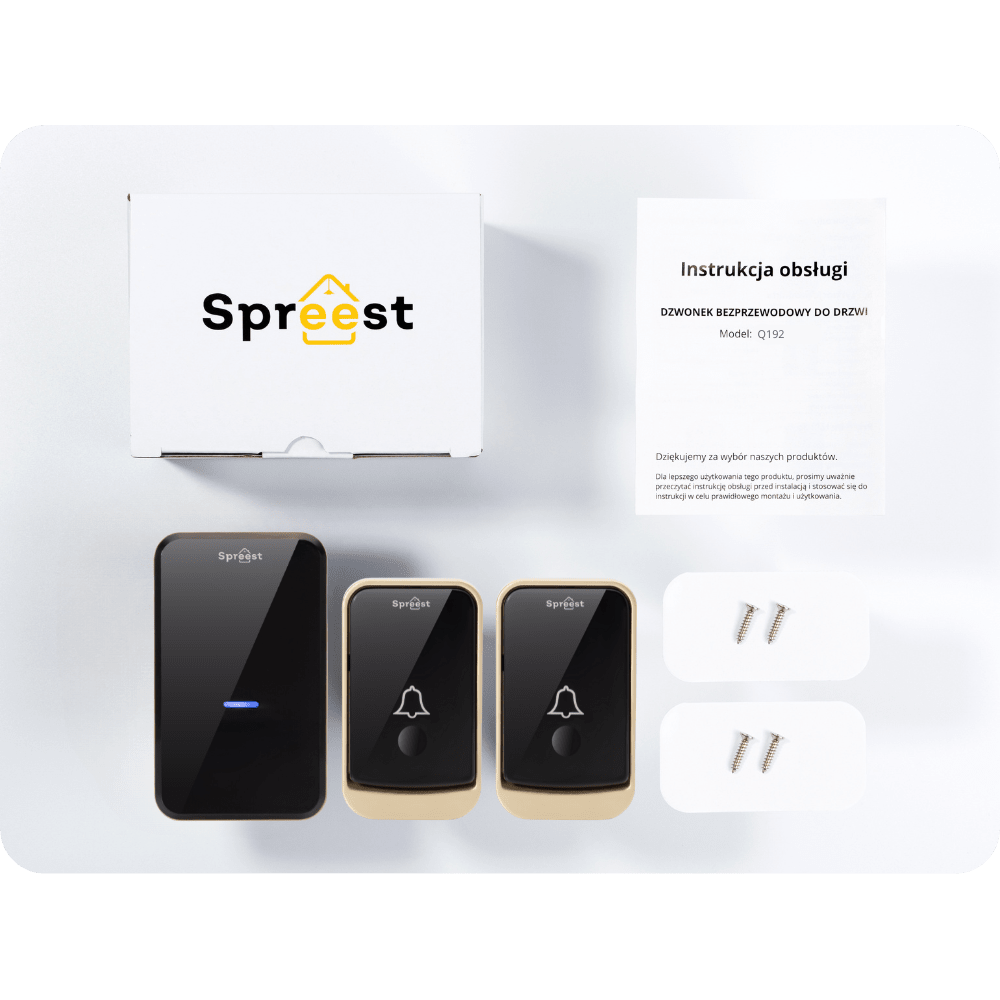 Dzwonek bezprzewodowy 2Q192-BG 2T1R Złoto-Czarny Spreest