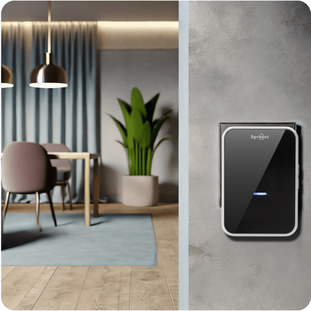 Dzwonek bezprzewodowy Q193-BS 1T1R Czarno-Srebrny Spreest