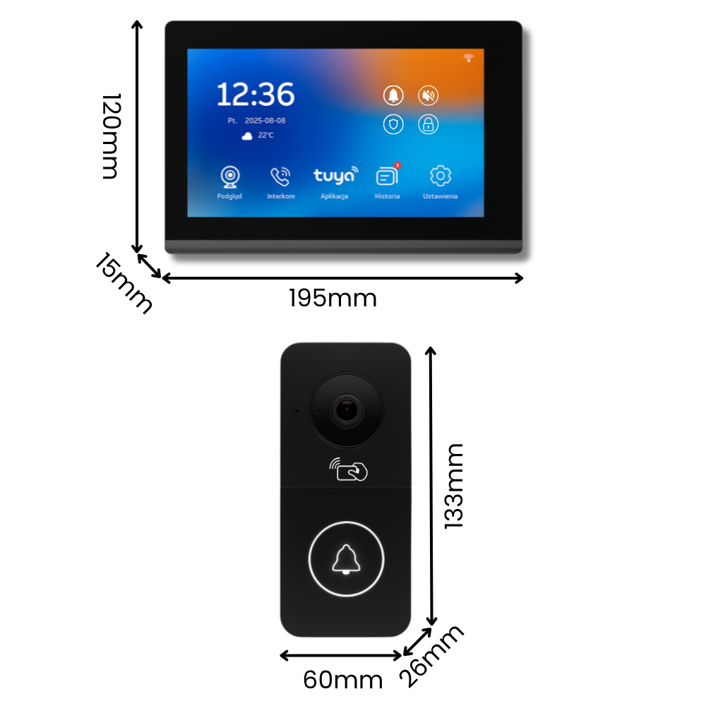 JD-S5-M Tuya Smart Black Video Intercom