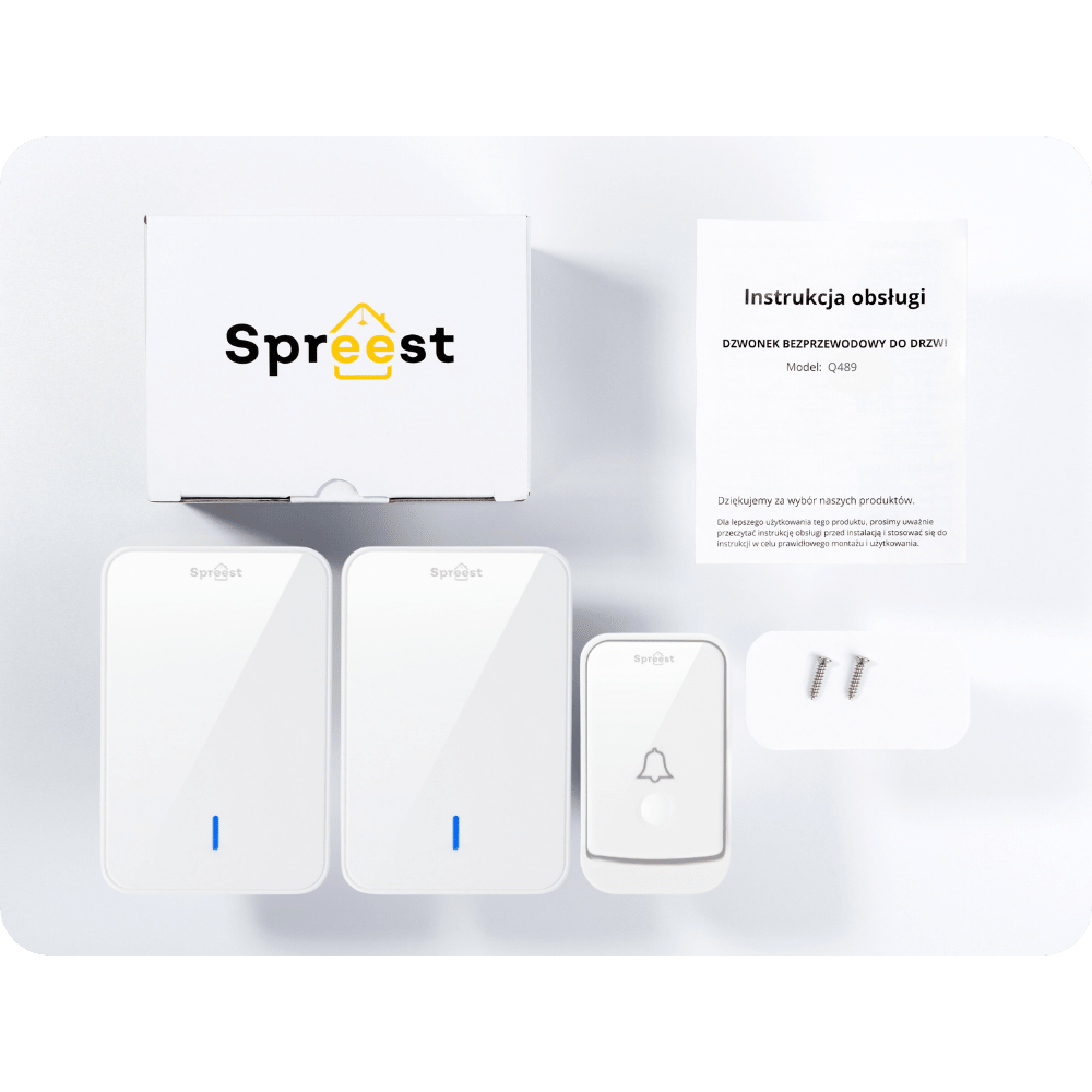 Dzwonek bezprzewodowy Q489489-WW 1T2R Biały Spreest