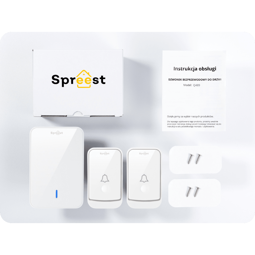 Dzwonek bezprzewodowy 2Q489-WW 2T1R Biały Spreest
