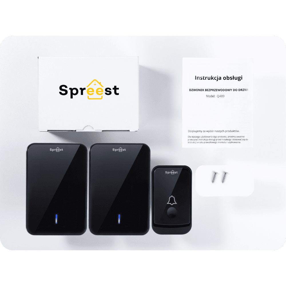 Dzwonek bezprzewodowy Q489489-BB 1T2R Czarny Spreest