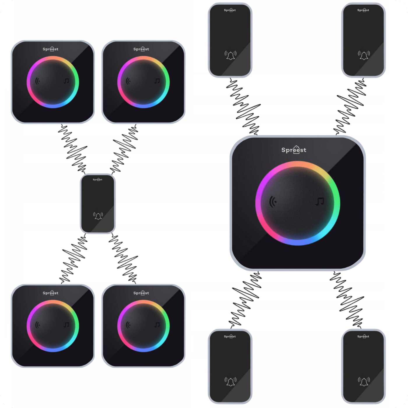 Dzwonek bezprzewodowy M488-BS 1T1R Czarny Spreest