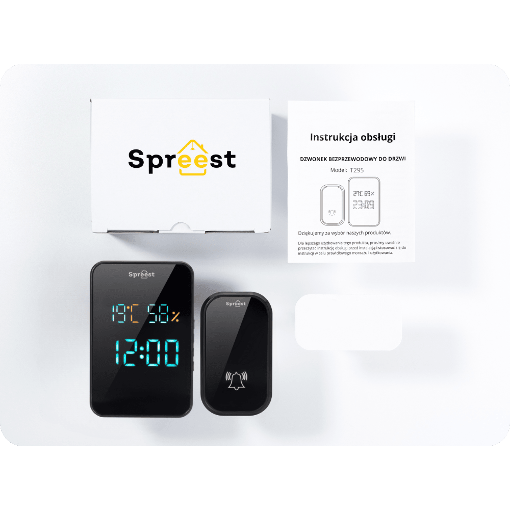Dzwonek bezprzewodowy T295-BB 1T1R Czarny Spreest