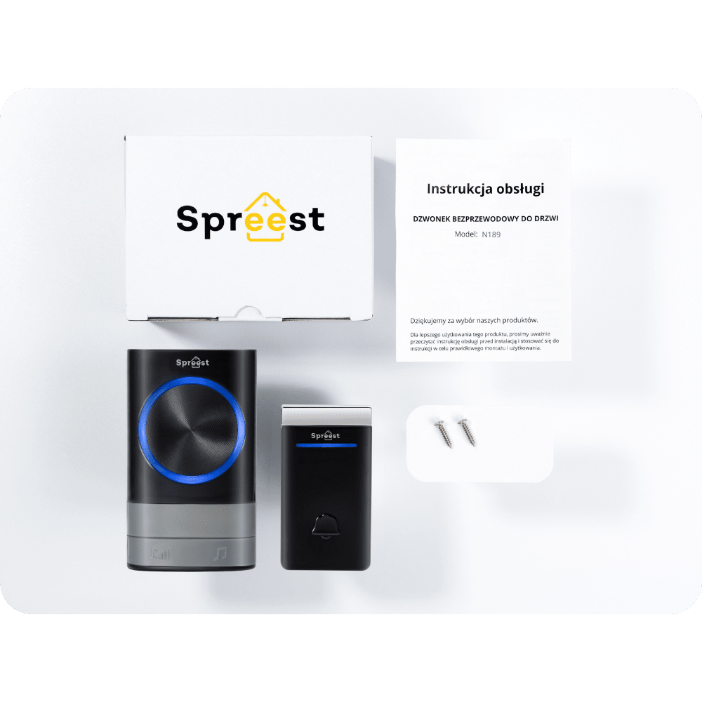 Dzwonek bezprzewodowy N189-BB 1T1R Czarny Spreest