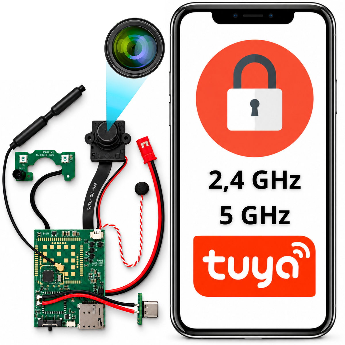 Mini kamera modułowa EL-IP055-D1 2,4 GHz + 5 GHz WiFi Tuya Smart