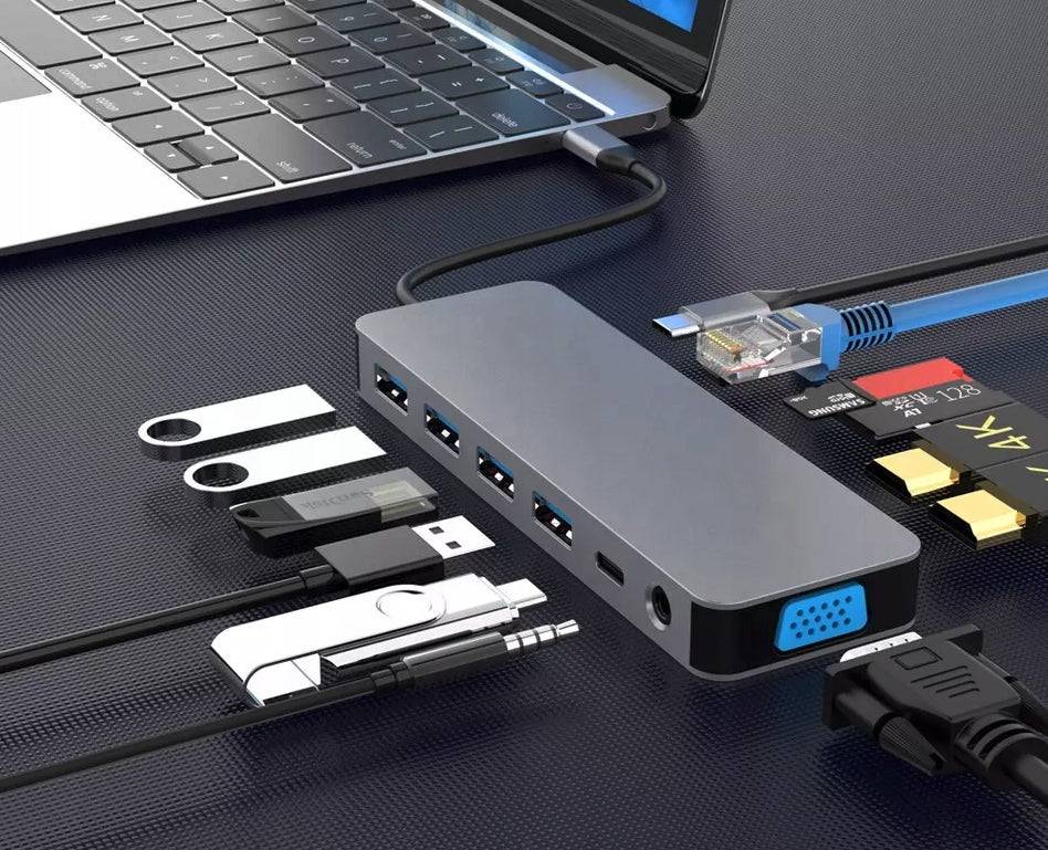 Adapter 13w1 HUB USB-C 2xHDMI VGA RJ45 Macbook Air Spreest