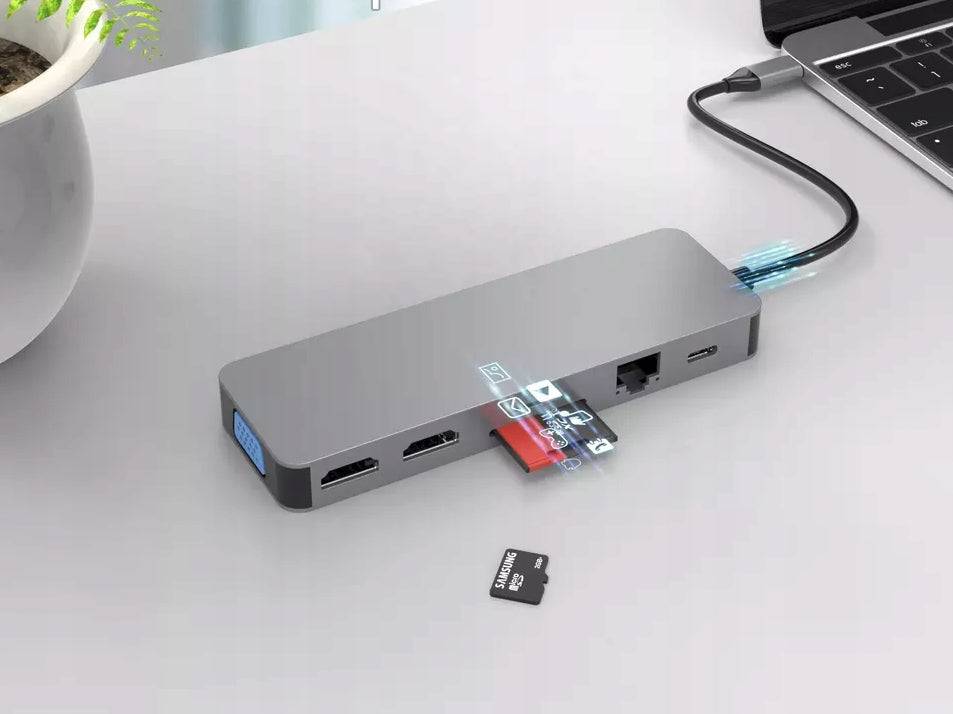 Adapter 13w1 HUB USB-C 2xHDMI VGA RJ45 Macbook Air Spreest