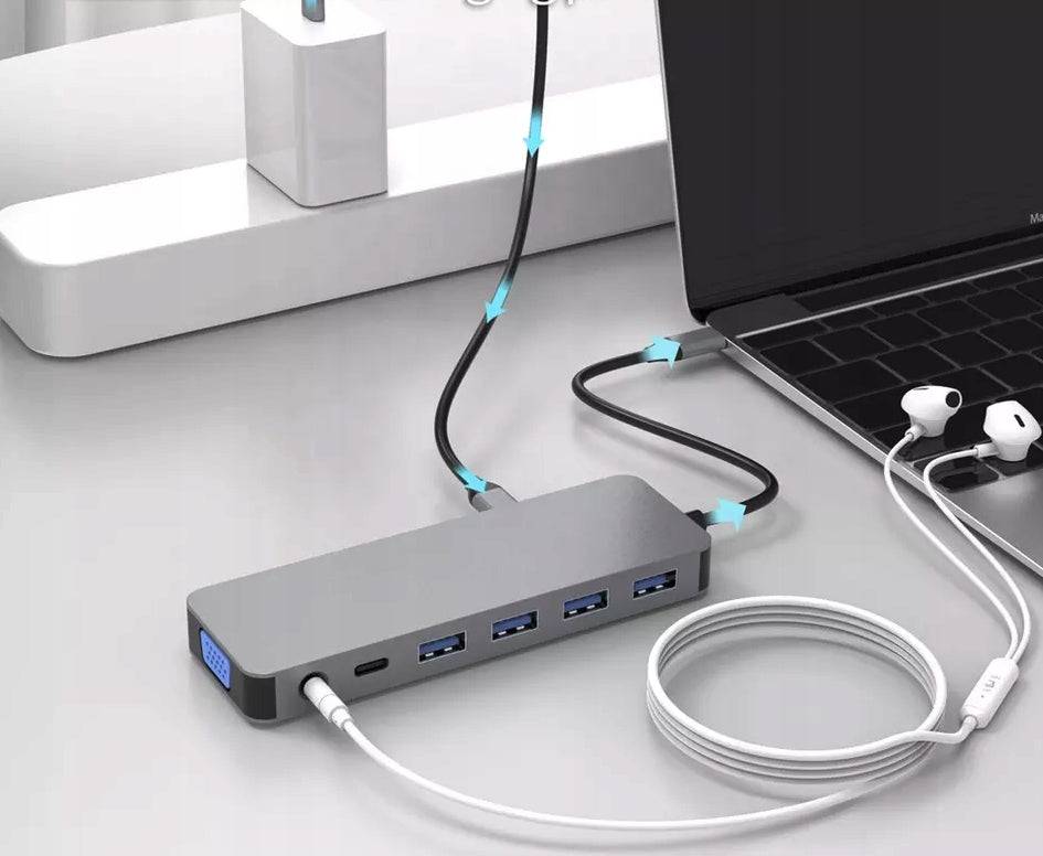 Adapter 13w1 HUB USB-C 2xHDMI VGA RJ45 Macbook Air Spreest
