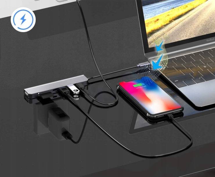 Adapter 7w1 HUB USB-C HDMI 4K SD Macbook Pro/Air Spreest