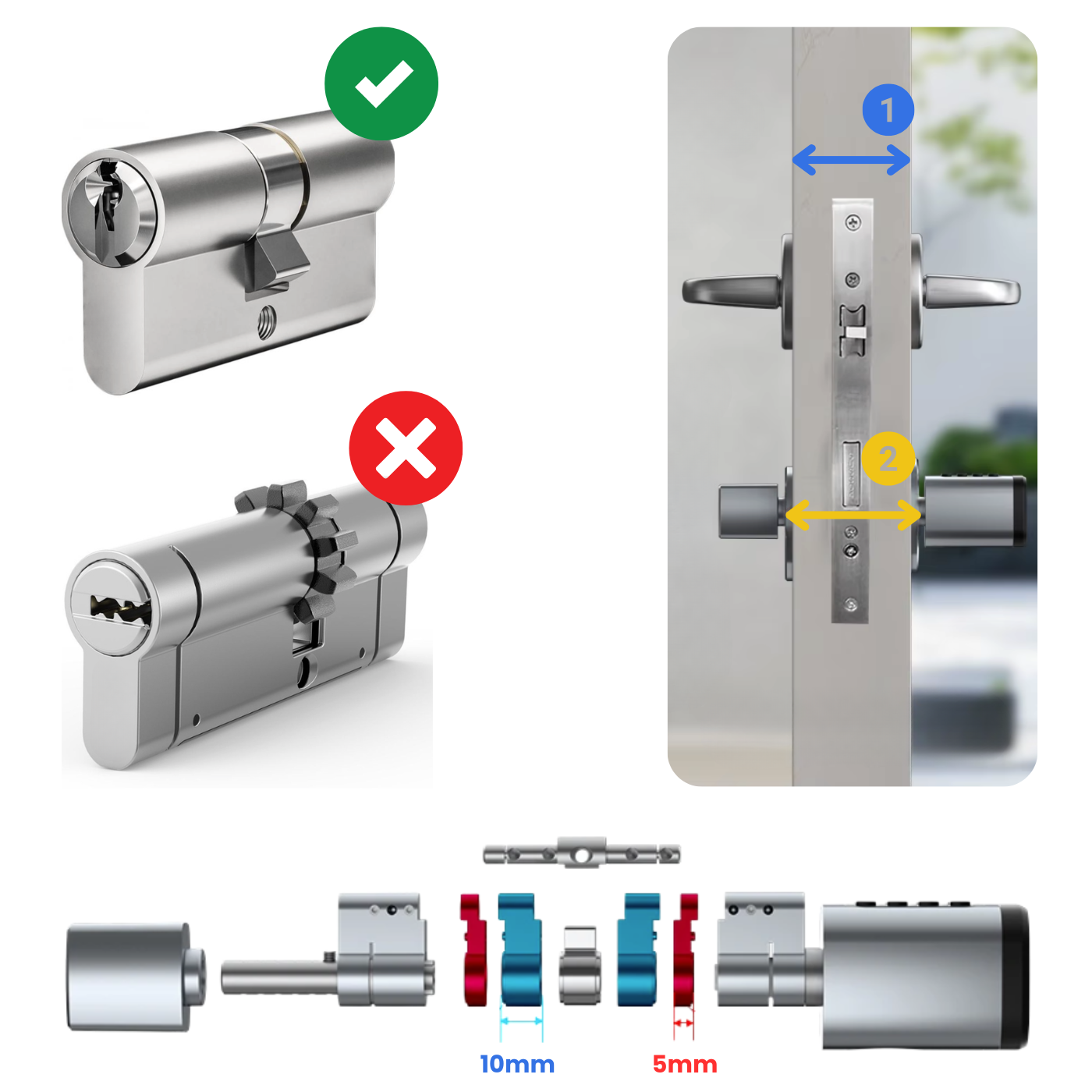 Zamek elektroniczny wkładka V1-W TTLock Silver Wodoodporna