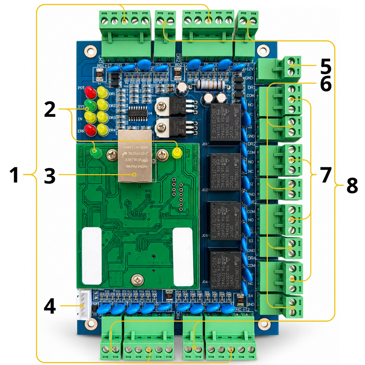 Centrala kontroler dostępu czterodrzwiowy ACB-004 TCP IP Wiegand