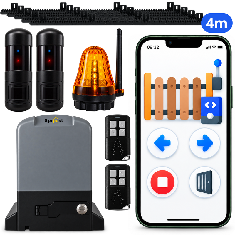 Zestaw napęd do bramy przesuwnej PYM-H2207 WiFi 2500KG + Lampa ostrzegawcza + Fotokomórki + 4m Listwa zębata