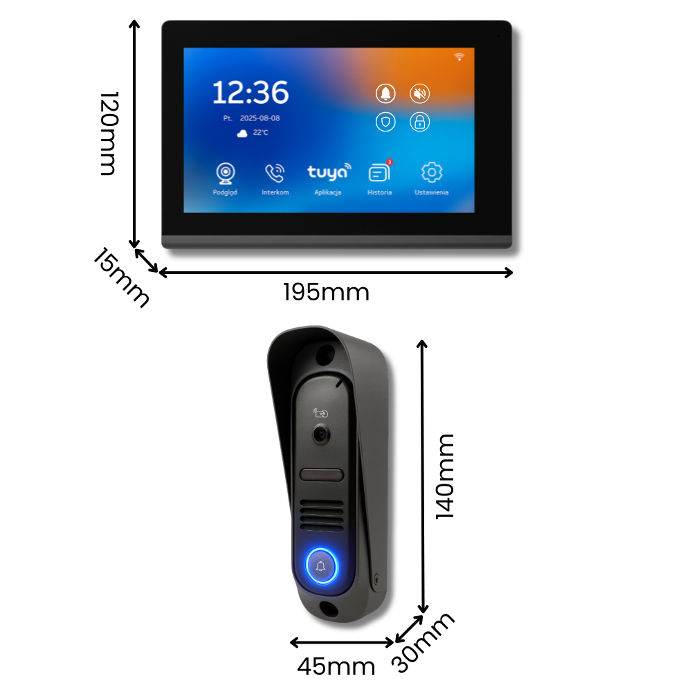 JD-S5-B Tuya Smart Black Video Intercom 