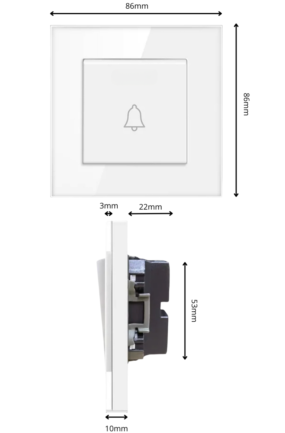 Wired doorbell button D01 White 