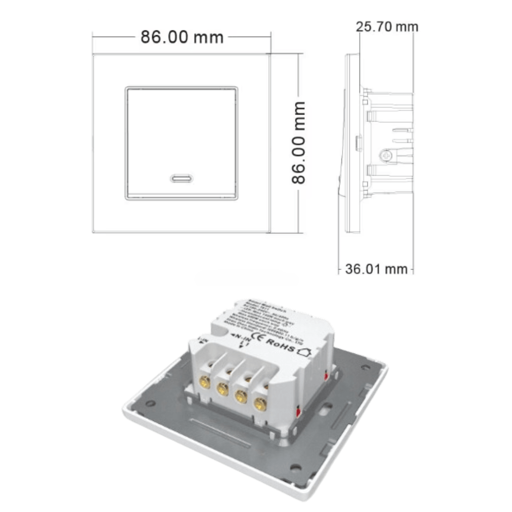 Włącznik światła WiFi TB11 1 Gang 3 Way White Spreest