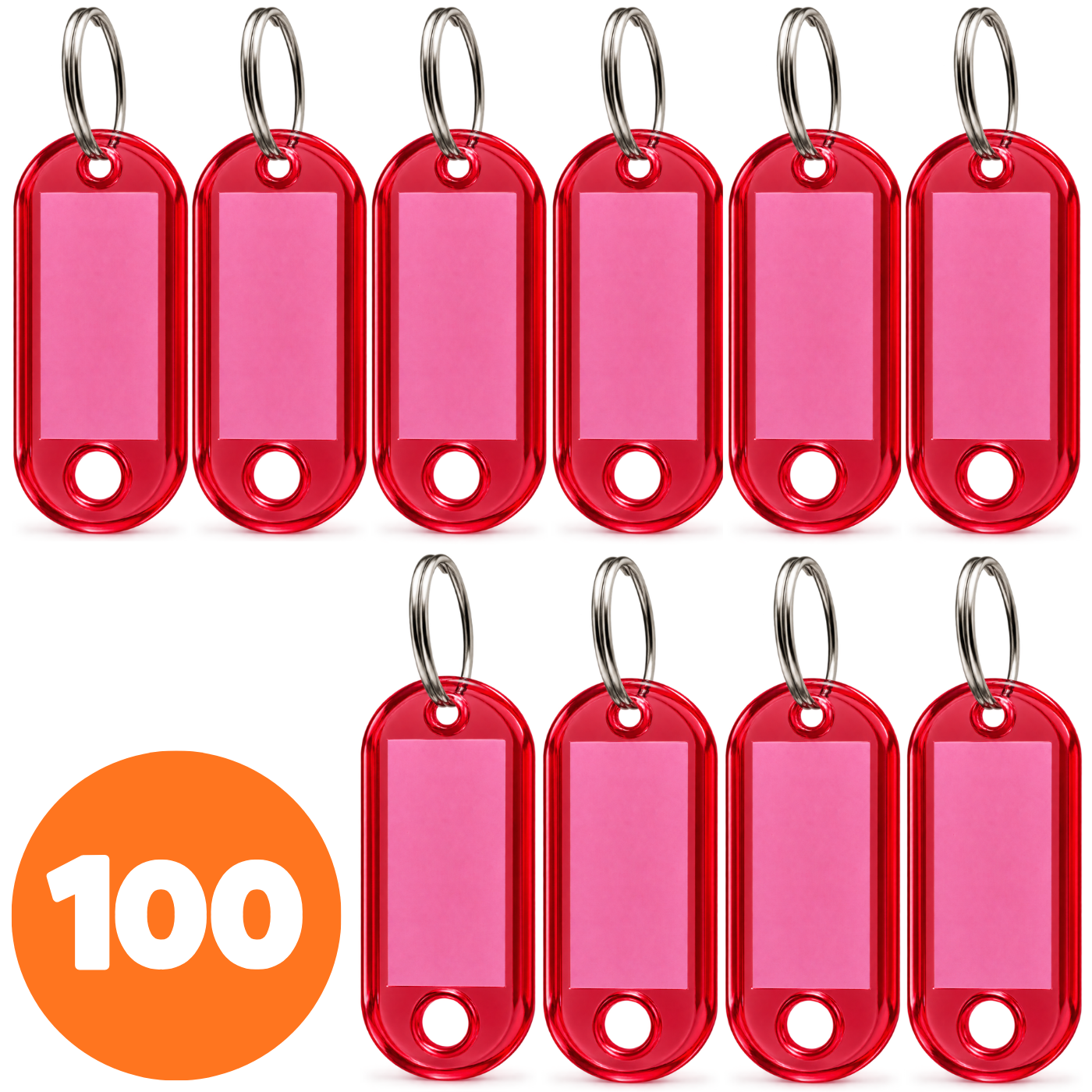 100x Zawieszka na klucze ABS-1 Ciemnoróżowa