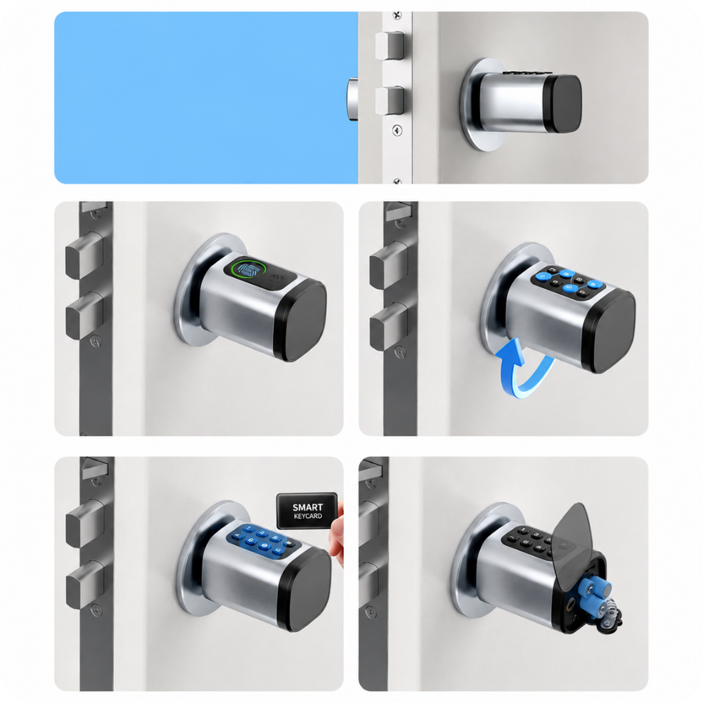 Zamek elektroniczny wkładka V1-W TTLock Silver Wodoodporna