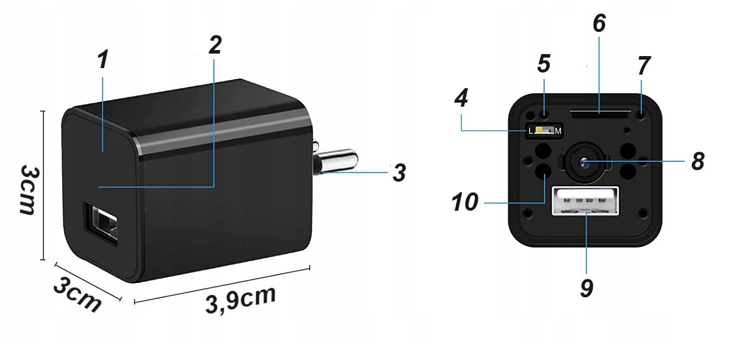 Mini kamera KAMERA UKRYTA W ŁADOWARCE USB Full HD - Spreest